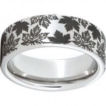 Serinium Pipe Cut Band with Fall Foliage Laser Engraving