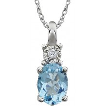 14K White Sky Blue Topaz & .02 CTW Diamond 18 Necklace