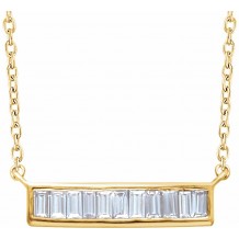14K Yellow 1/4 CTW Diamond Baguette Bar 16-18 Necklace