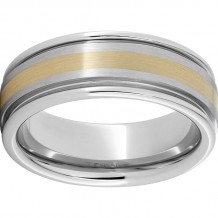 Serinium Rounded Edge Band with a 2mm 18K Yellow Gold Inlay and Satin Finish