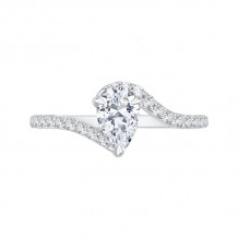Shah Luxury 14K White Gold Pear Diamond Promise Engagement Ring (Semi-Mount)