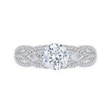 Shah Luxury 14K White Gold Round Diamond Engagement Ring with Split Shank (Semi-Mount)