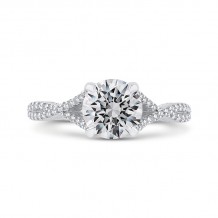 Shah Luxury Round Diamond Engagement Ring In 14K White Gold with Split Shank (Semi-Mount)