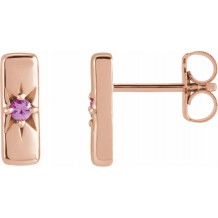 14K Rose Pink Sapphire Starburst Bar Earrings