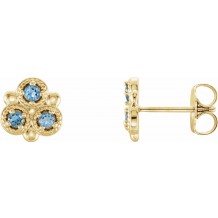 14K Yellow Aquamarine Three-Stone Earrings