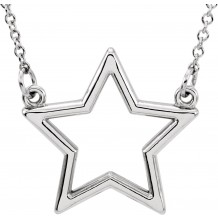 14K White Star 16 Necklace