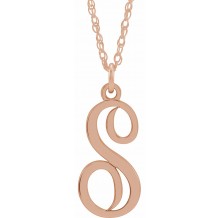 14K Rose Script Initial S 16-18 Necklace