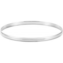 14K White 4 mm Half Round Bangle 7 1/2 Bracelet