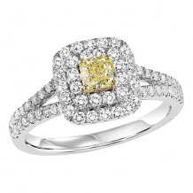 14k White Gold 1ct Diamond Engagement Ring with Yellow Center Stone