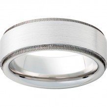 Serinium Flat Band with Milgrain Textured Edges and Satin Finish