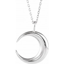 14K White Crescent Moon 16-18 Necklace