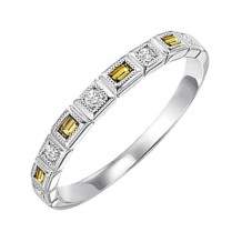 Gems One 14Kt White Gold Diamond (1/10Ctw) & Citrine (1/8 Ctw) Ring