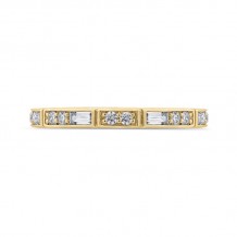 Shah Luxury 14K Yellow Gold Round and Baguette Diamond Wedding Band