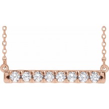14K Rose 1/2 CTW Diamond French-Set Bar 18 Necklace