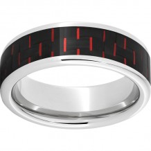 Serinium Pipe Cut Band with Black and Red Carbon Fiber Inlay
