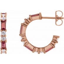 14K Rose Pink Tourmaline & 1/2 CTW Diamond Earrings
