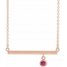 14K Rose Pink Tourmaline Bezel-Set 18 Bar Necklace