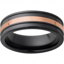 Black Diamond Ceramic Band with 2mm 14K Rose Gold Inlay