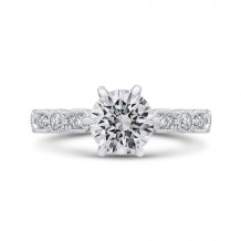 Shah Luxury Round Cut Diamond Engagement Ring In 14K White Gold (Semi-Mount)