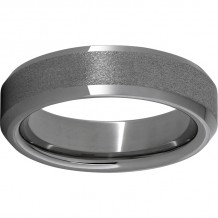 Rugged Tungsten  6mm Beveled Edge Band with Stone Finish