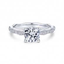 Gabriel & Co. 14k White Gold Victorian Straight Engagement Ring