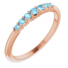 14K Rose Aquamarine Stackable Ring