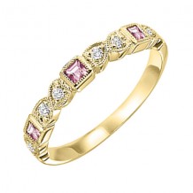Gems One 10Kt Yellow Gold Diamond (1/10Ctw) & Pink Tourmaline (1/6 Ctw) Ring