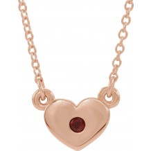 14K Rose Mozambique Garnet Heart 16 Necklace