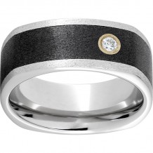 Serinium Square Band with Black CeramicInlay, One 6-Point Diamond and Stone finish