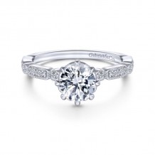 Gabriel & Co. 14k White Gold Victorian Straight Engagement Ring