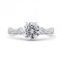 Shah Luxury 14K White Gold Round Cut Diamond Engagement Ring (Semi-Mount)