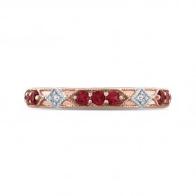 Shah Luxury 14K Two-Tone Gold Round Diamond and Ruby Wedding Band