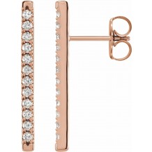 14K Rose 1/3 CTW Diamond French-Set Bar Earrings