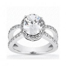 14k White Gold Diamond Semi-Mount Halo Engagement Ring