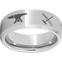 Serinium Beveled Edge Band with a Blacksmith Laser Engraving