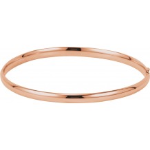 14K Rose 4 mm Hinged Bangle Bracelet