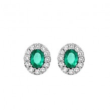 Gems One 14Kt White Gold Diamond (1/5Ctw) & Emerald (1/3 Ctw) Earring