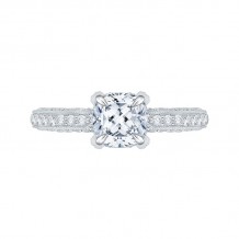 Shah Luxury Cushion Diamond Engagement Ring In 14K White Gold (Semi-Mount)