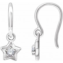 14K White 3 mm Round April Youth Star Birthstone Earrings