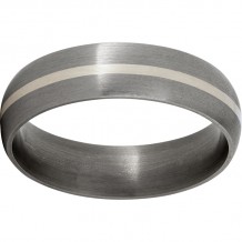 Titanium Domed Band with a 1mm Sterling Silver Inlay and Satin Finish