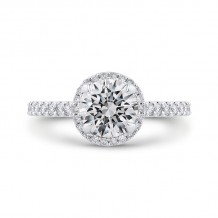 Shah Luxury 14K White Gold Round Cut Diamond Classic Halo Engagement Ring (Semi-Mount)