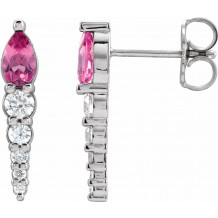 14K White Pink Tourmaline & 1/4 CTW Diamond Earrings