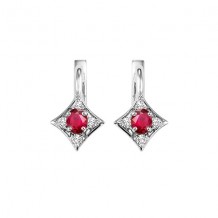 Gems One 14Kt White Gold Diamond (1/12Ctw) & Ruby (1/3 Ctw) Earring