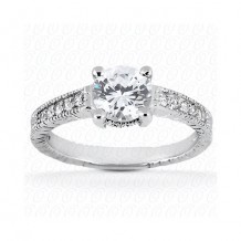 14k White Gold Diamond Semi-Mount Antique Engagement Ring