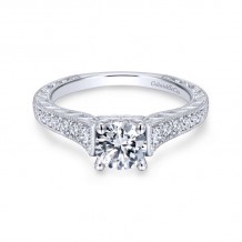 Gabriel & Co. 14k White Gold Victorian Straight Engagement Ring