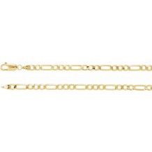 14K Yellow 4 mm Figaro 7 Chain