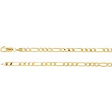 14K Yellow 4 mm Figaro 7 Chain