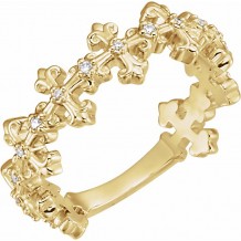 14K Yellow .06 CTW Diamond Cross Ring