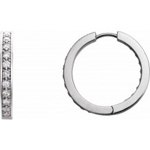 14K White 1 CTW Diamond Inside-Outside 22.8 mm Hoop Earrings
