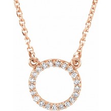 14K Rose 1/10 CTW Diamond Circle 16 Necklace